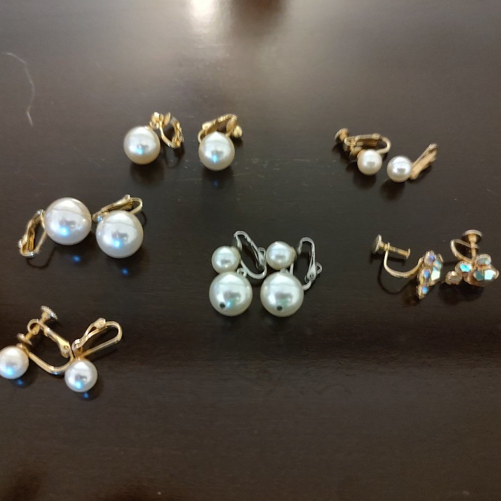 Six Pairs of Vintage Clip Earrings